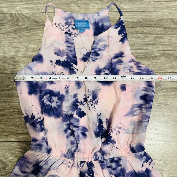 Simply Vera Vera Want Women Pink Flora Tie-Dye Halter Short Dress Size XS - Picture 7 of 11